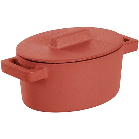 Braadpan Terra.Cotto Gietijzer Ovaal met deksel 13x10 cm