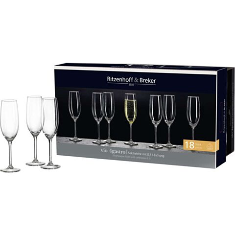 Vio Champagneglas 100 ml Set van 18 Stuks 4Gastro