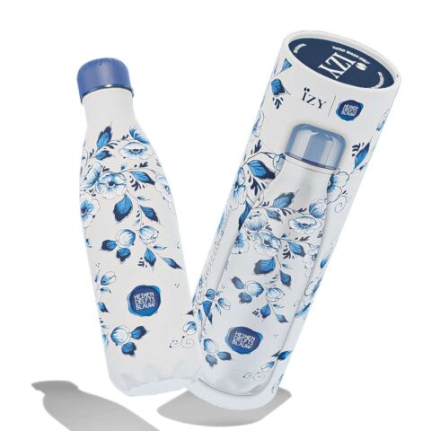 Heinen Delfts Blauw Thermosfles 500 ml Bloemen