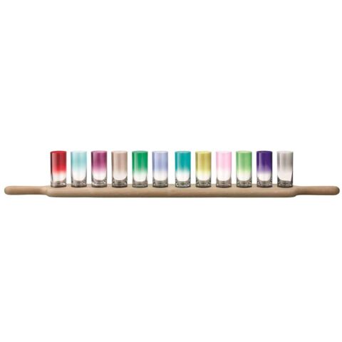 Paddle Wodka Set met Serveerplank Set van 12 Stuks Assorti