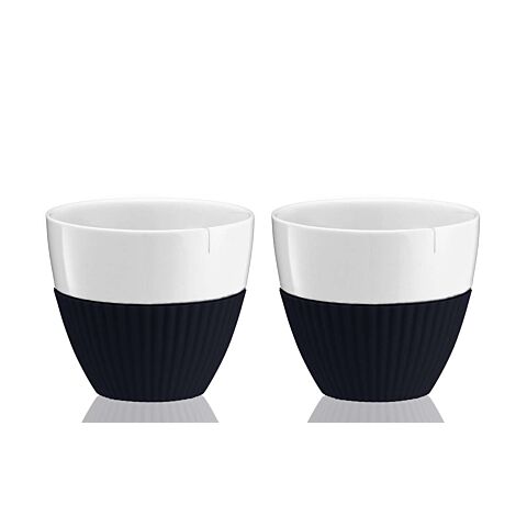 Anytime Theekop wit/blauw 300 ml Set van 2 Stuks