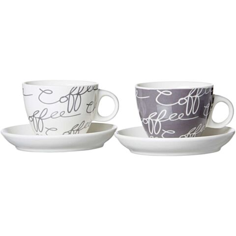 Cornello Cappuccinokop en Schotel 180 ml Set van 2 Stuks Grijs