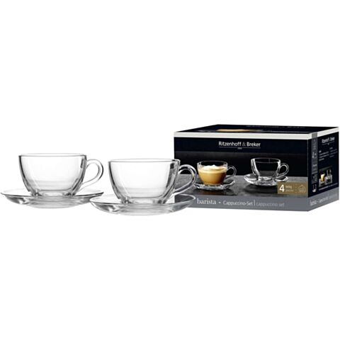 Barista Cappuccinokop en Schotel 220 ml Set van 2 Stuks