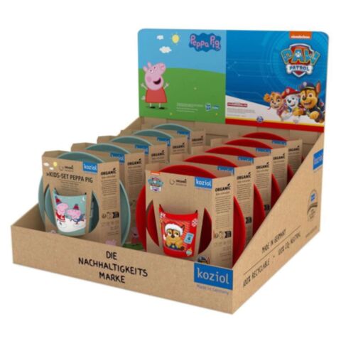 Connect Toonbankdisplay Set Beker Schaal en Bord Paw Patrol/Peppa Pig Winter Wonderland Set van 10 Stuks