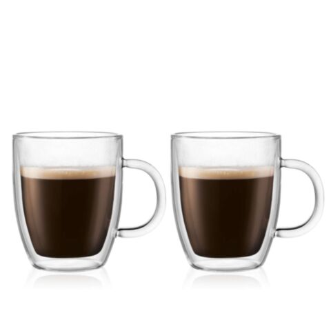 Bistro Koffie- Theeglas Dubbelwandig met Oor 300 ml Set van 2 Stuks