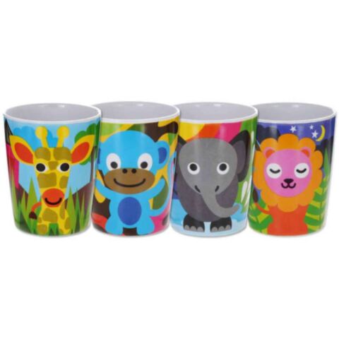 Jungle Animals Kids Sapbeker Set van 4 stuks