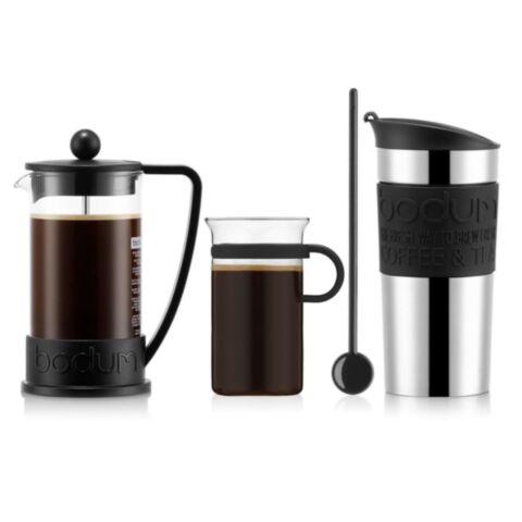 Coffee Set French Press Cafetière met Koffieglas, Lepel en Thermosbeker 350 ml  3-Delig