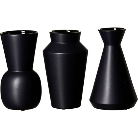 Kalmar Vaas H 20 cm Set van 3 Stuks Assorti Zwart