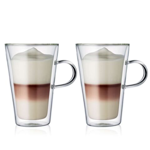 Bodum Canteen Latte Macchiatoglas Dubbelwandig met Oor 400 ml Set van 2 Stuks