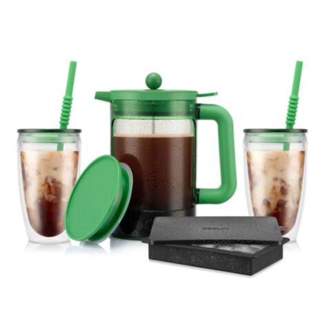 Bean Set French Press Cafetière voor IJs koffie met Yohki-Deksel 12 Kops 1,5 liter Groen