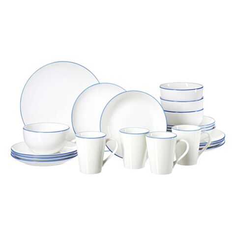 Adela Serviesset Set van 20 Stuks Rand Blauw