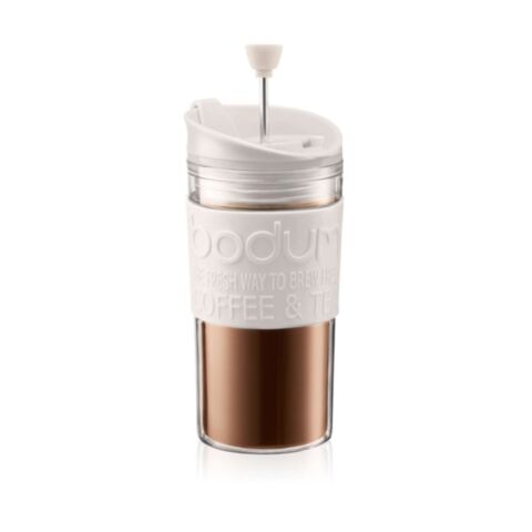 Travel Press Dubbelwandig Kunststof met Siliconen Rand 350 ml Wit