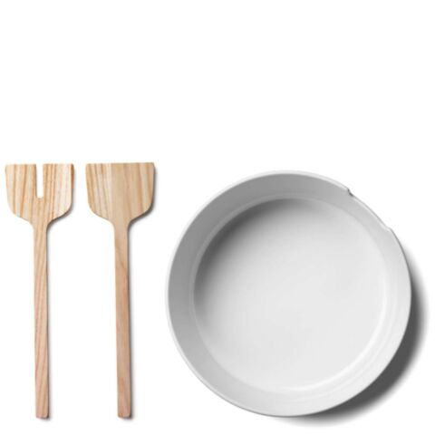 Collective Saladeschaal met Houten Saladebestek &Oslash; 26 cm
