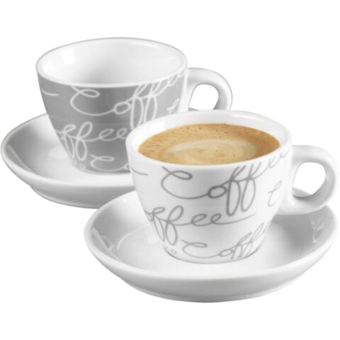 Cornello Espresso Kop en Schotel 80 ml Set van 2 Stuks Grijs