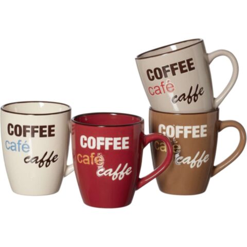 Coffee Mok 360 ml Set van 4 Stuks Assortiment