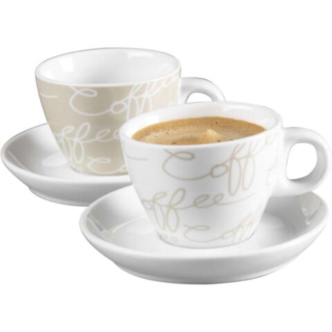 Cornello Espresso Kop en Schotel 80 ml Set van 2 Stuks Beige
