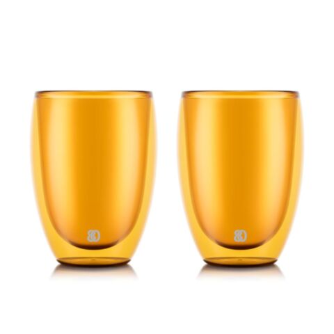Pavina Drinkglas Dubbelwandig 320 ml Set van 2 Stuks Geel