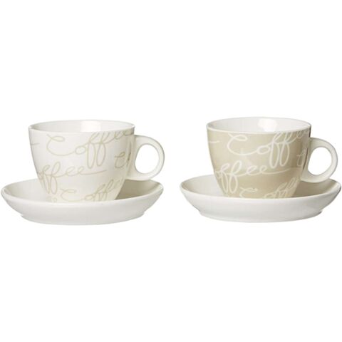 Cornello Cappuccinokop en Schotel 180 ml Set van 2 Stuks Beige