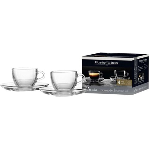 Barista Espresso Kop en Schotel 80 ml Set van 2 Stuks