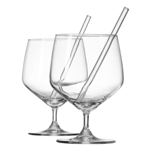 Soda Ginglas 650 ml met Rietje Set van 4 Stuks