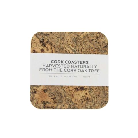 Natural Cork Onderzetter Vierkant Set van 4 Stuks
